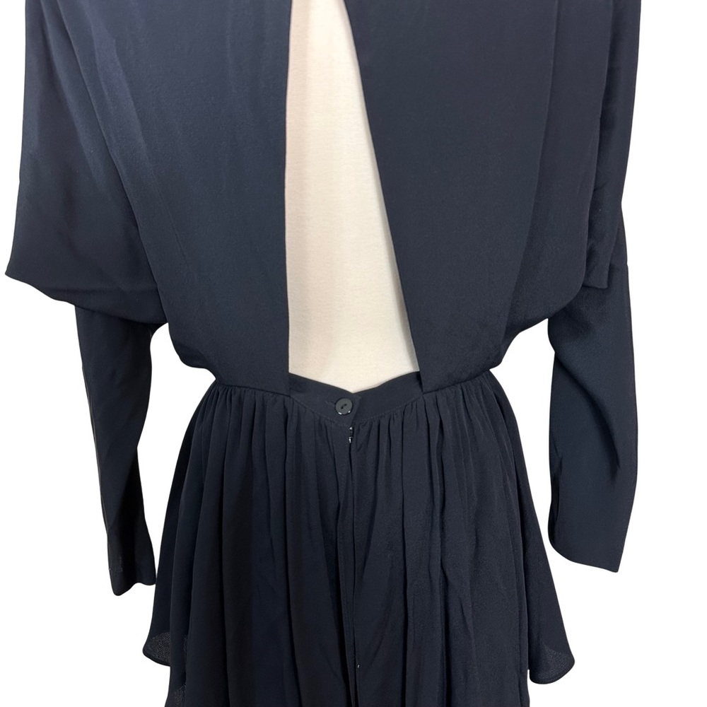 Regina Kravitz Vintage Black 80s Padded Shoulder Cutout Back Peplum Dress Size 8 - Picture 6 of 10